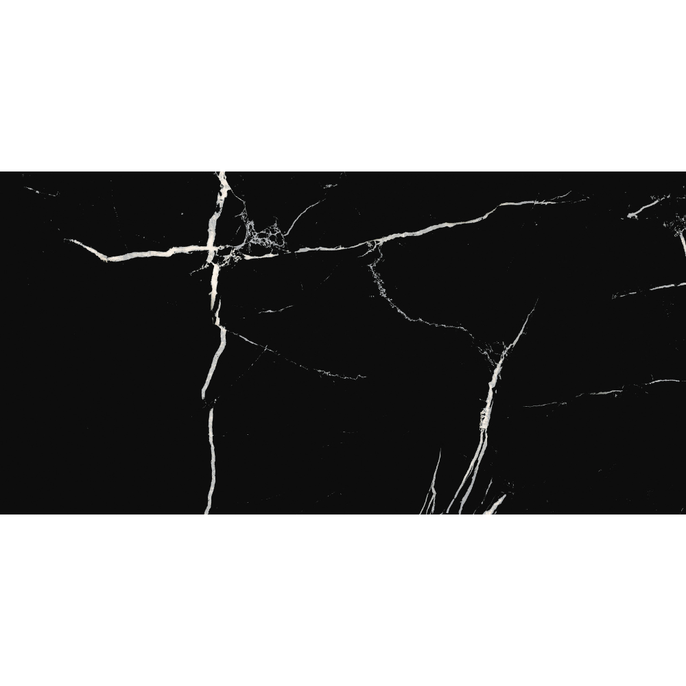 300x600mm Nero Black Marble Look Polished Gloss Porcelain Tile QI36P888M